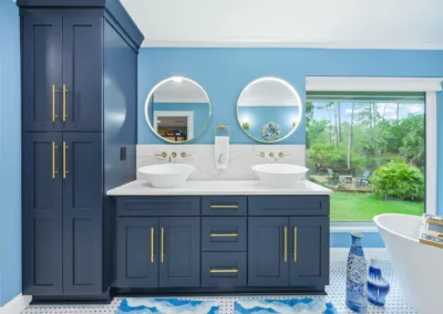 Blue Vanity Bath project, bathroom remodeling by Greystone Kitchens in Jacksonville, FL, photo 2 of 7