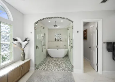 Arched Shower Suite project, bathroom remodeling by Greystone Kitchens in Jacksonville, FL, photo 1 of 5