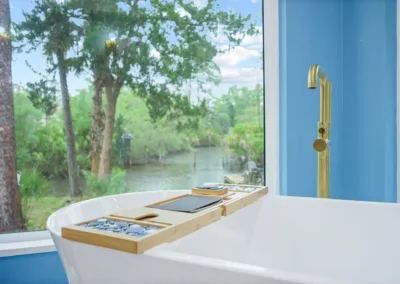 Blue Vanity Bath project, bathroom remodeling by Greystone Kitchens in Jacksonville, FL, photo 6 of 7