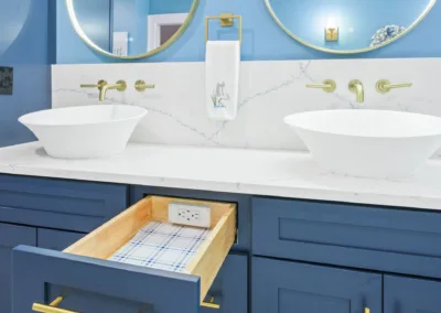 Blue Vanity Bath project, bathroom remodeling by Greystone Kitchens in Jacksonville, FL, photo 7 of 7
