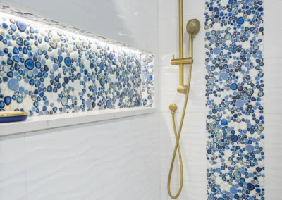 Blue Vanity Bath project, bathroom remodeling by Greystone Kitchens in Jacksonville, FL, photo 1 of 7